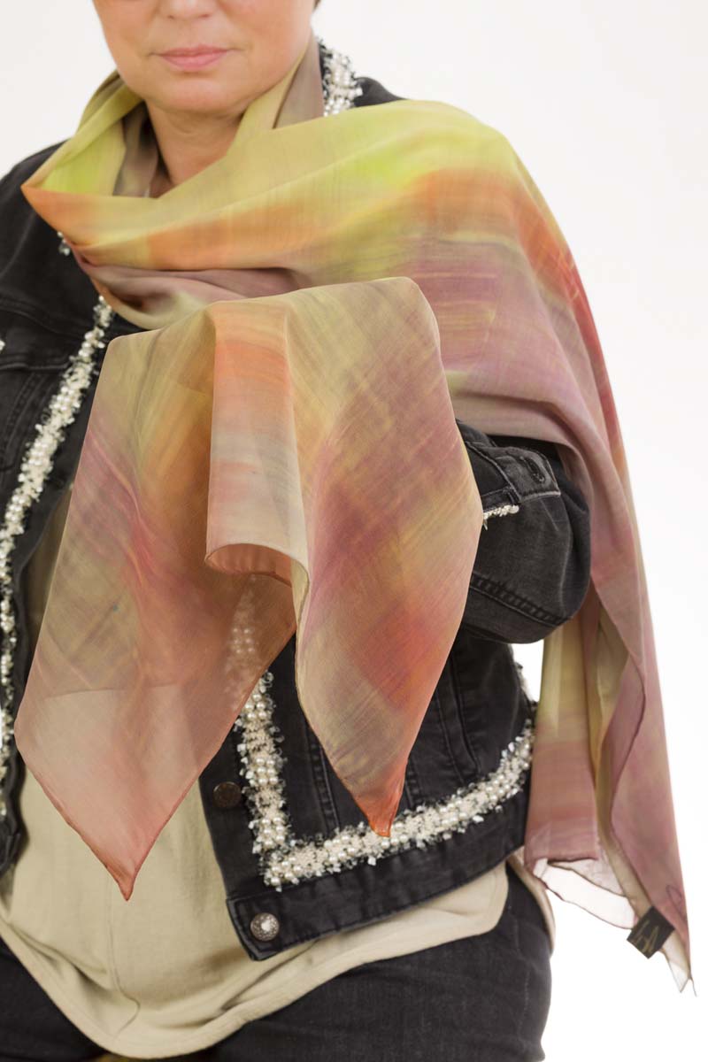 elegant scarf of natural silk hand painted